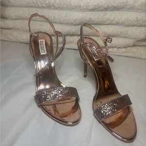 Badgley Mischka Rose Gold Glitter Heels Size 11